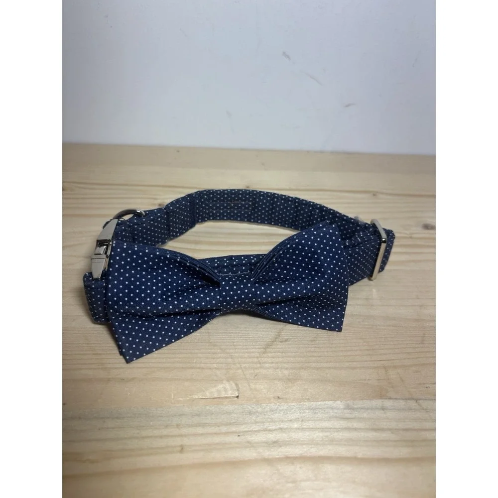 Lionet Paws Navy With White Dots Dog Collar‎ Adjustable FF18